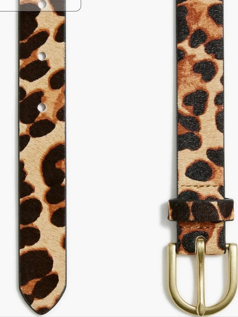 J Crew Leopard Print Calf Hair Belt with Gold Buckle L/XL
